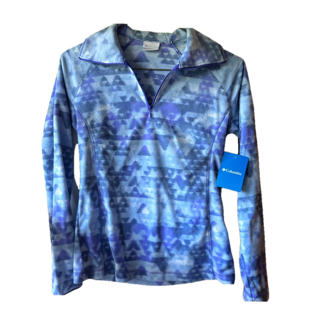 Columbia Arctic Air Printed Half Zip Pullover Mock Neck OmniTech Blue Womens